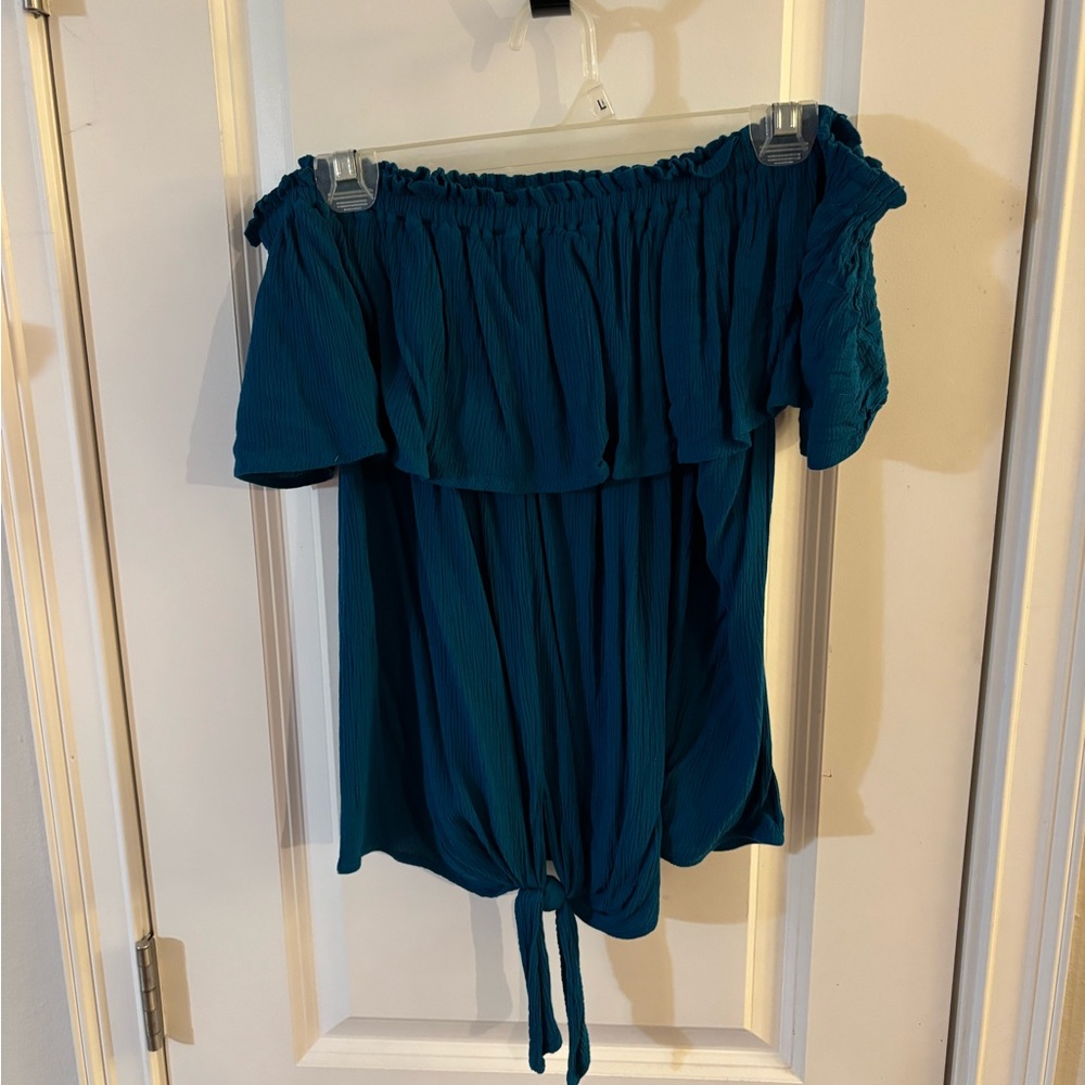 Express Teal Off-Shoulder Blouse